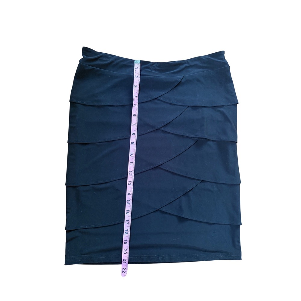 Joseph Ribkoff Black Tiered Petal Pencil Skirt Size 10 No Iron‎ Pull On - Picture 4 of 5